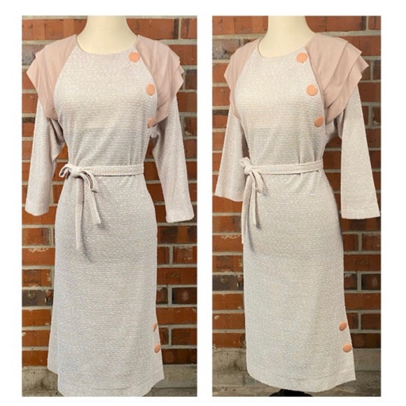 Vintage 1960s Size 12 Woven Knit Sheath Wiggle Dress - Picture 7 of 10